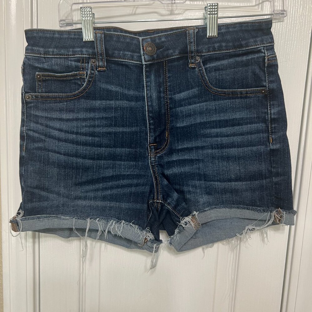 American Eagle Next Level Stretch Hi-RiseShortie jean shorts, Size 12